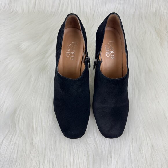 Franco Sarto Bassett Genuine Suede Low Ankle Block Heel Boot Bootie Black Size 9 - Picture 6 of 13